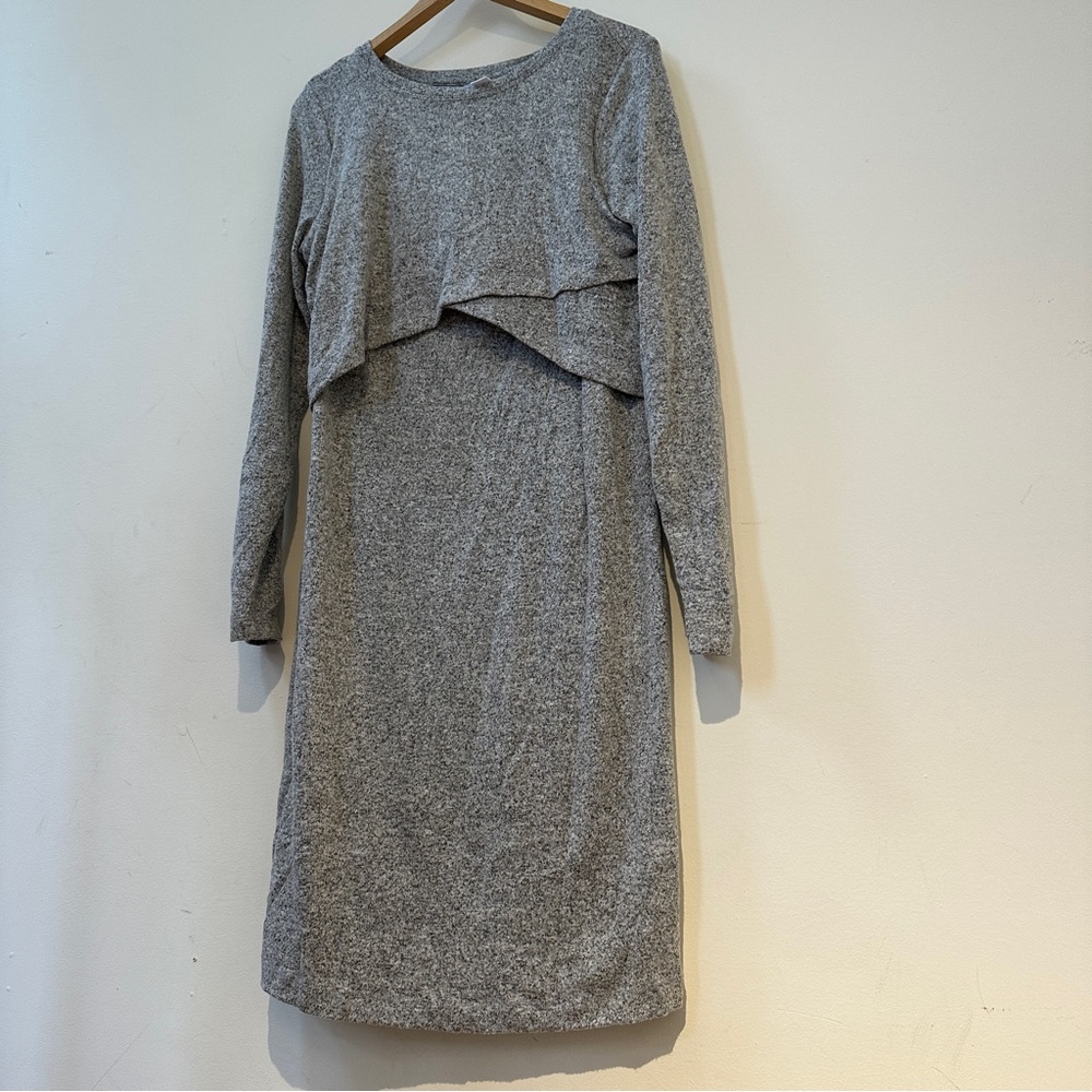 Motherhood maternity light Heather grey sweater dress, medium